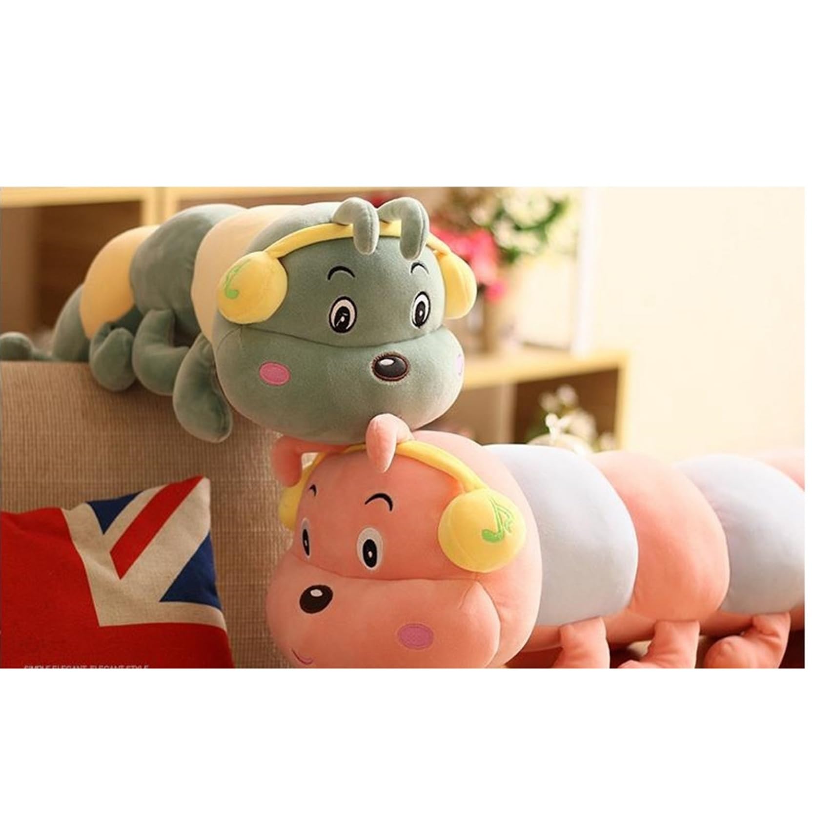 Amazon｜毛虫ぬいぐるみ けむし 巨大 クッション 抱きまくら カラフル