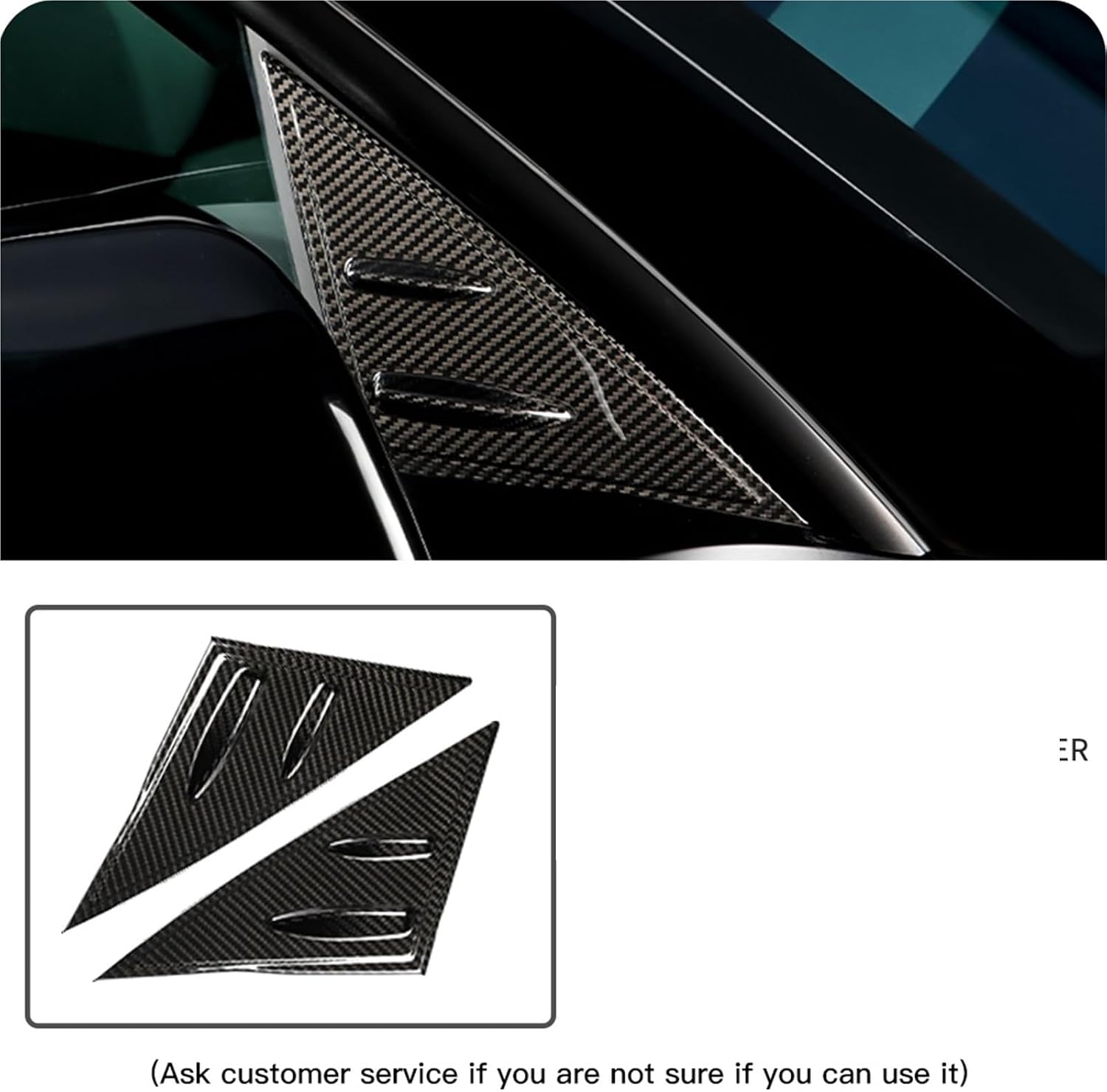 Carbon Fiber Wind Deflector Cover A-Pillar Triangle Trim Fit for Tesla Model 3 2023 2024+ Car Accessory