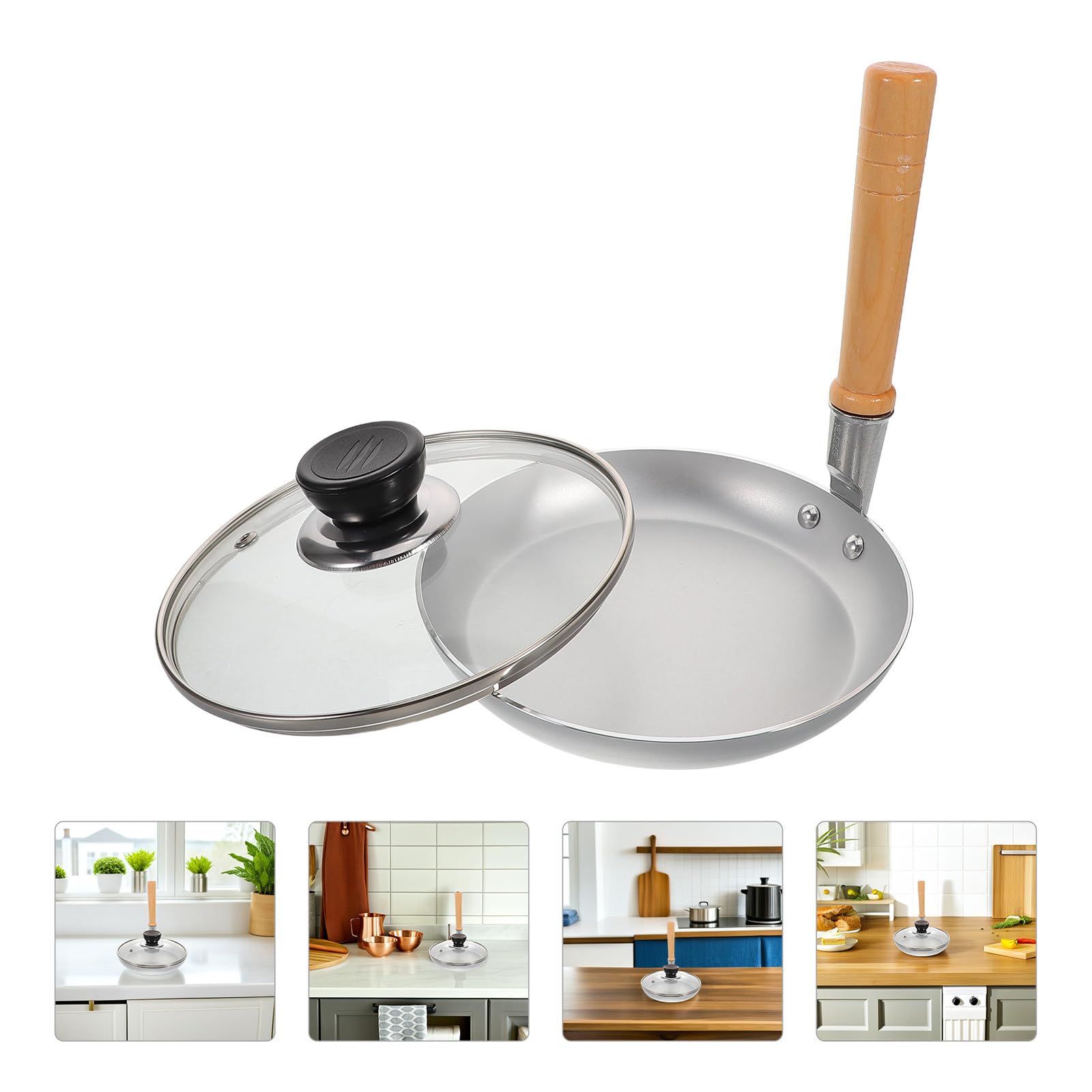 Toyvian Padella Giapponese per Uova Antiaderente Rivestimento Ergonmico per Tamagoyaki, Padella Piccola per Colazione e Uova