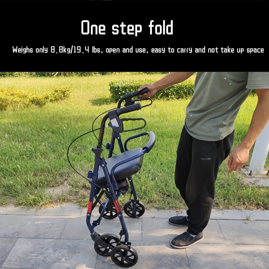 Opvouwbaar loophulpmiddel voor senioren Ouderen Rechtopstaande rollator rollator met rugleuning, armleuning en zitting Max. belasting 330 lbs