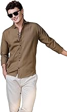 RAIZAX Linen Shirts for Men Casual Button Down Long Sleeve Shirt Solid Summer Beach Hawaiian Shirts