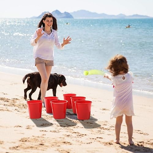 Miniatura 4 de OTTARO Juego de Pong para exteriores para adultos y niños juego de interior al aire libre incluye 12 cubos 2 bolas y una bolsa de transporte para