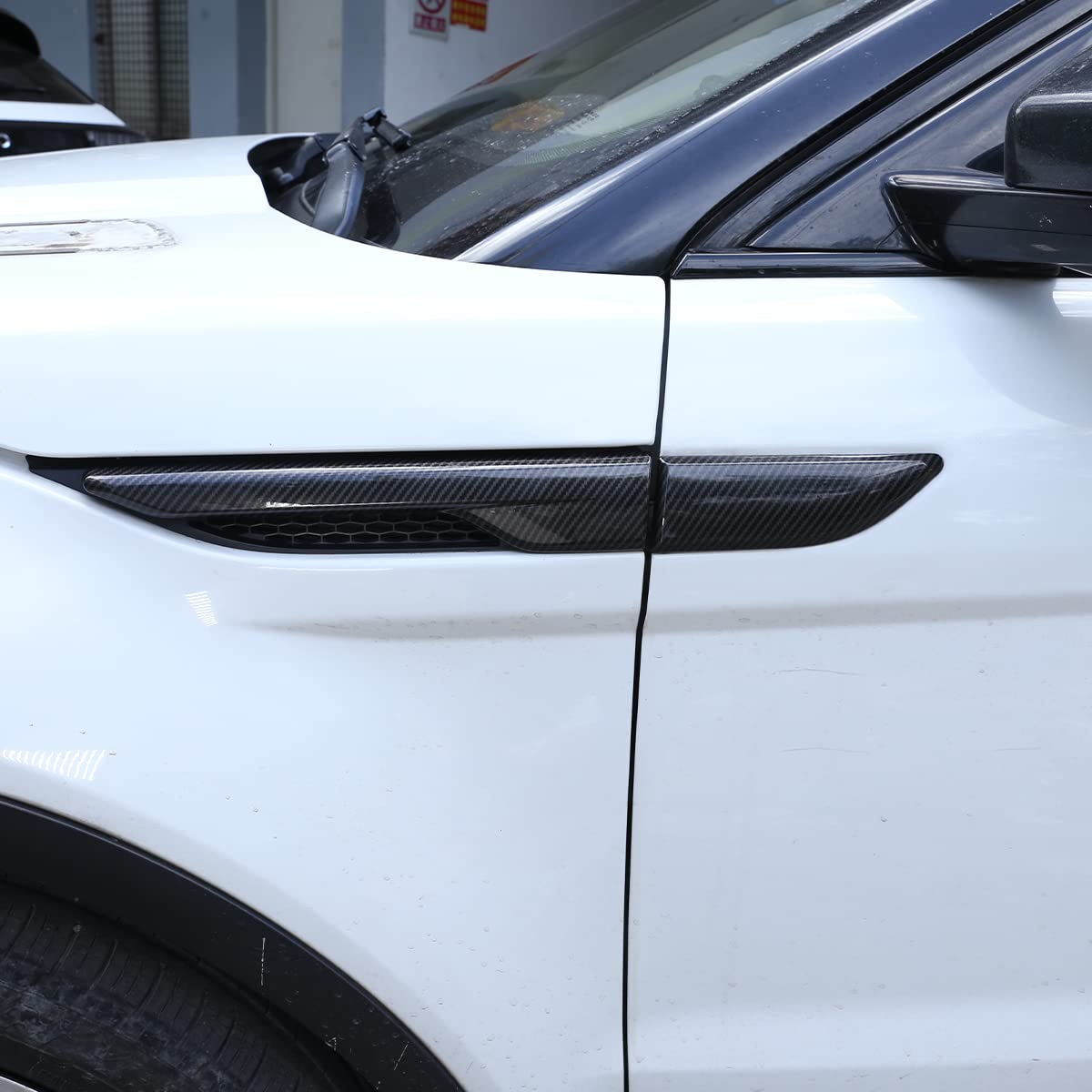 Rivestimento adesivo per bocchetta laterale dell'aria del parafango auto, accessori decorativi per Land Rover Range Rover Evoque 2012-2018 (Fibra di carbonio)