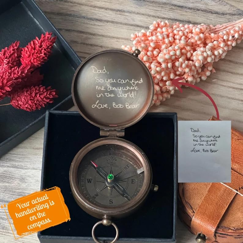 Brújula Grabada con Foto, Brújula Personalizada, Regalo Para Papá miniatura 3