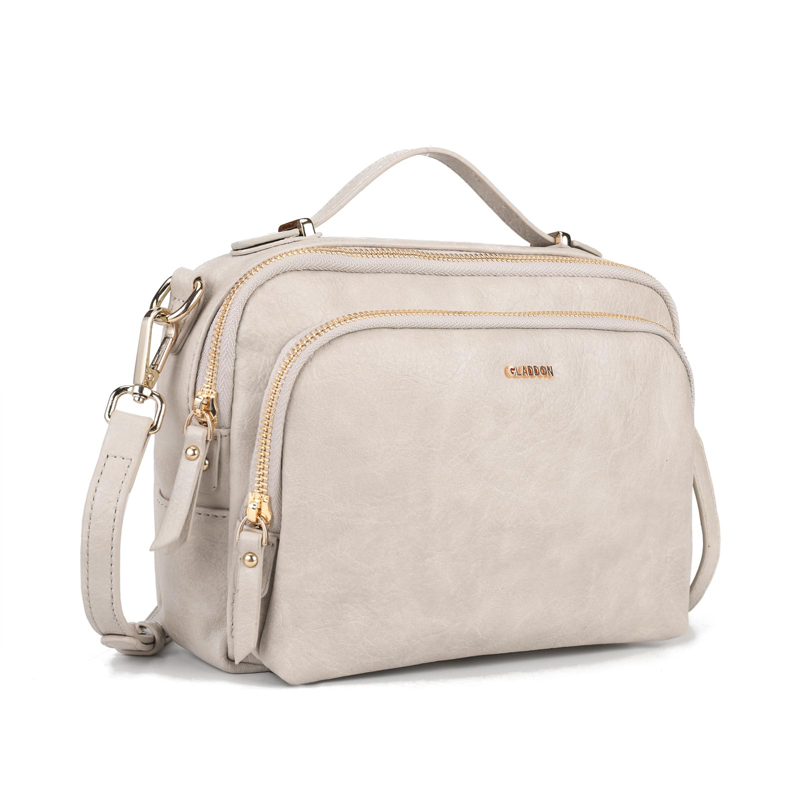 Gladdon Piccola Borsa a Tracolla Donna, Crossbody Bag con 3 Scomparti Capienti, Borsa Mano PU Pelle Sintetica, Borsetta Moda Borse Spalla con Tracolla Regolabile e Rimovibile…Nude