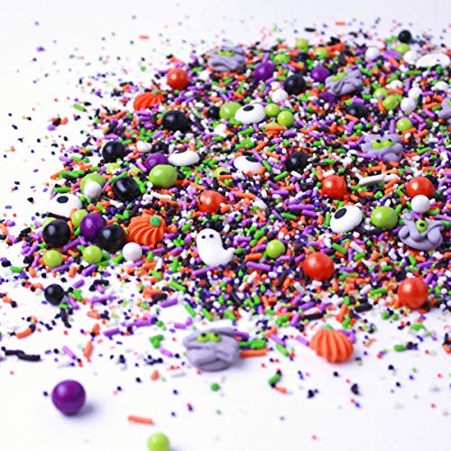 Monster Mashup| Orange Purple Green Black White Pumpkin Eye Shape Halloween Colorful Candy Sprinkles Mix For Baking Edible Cake Decorations Cupcake Toppers Cookie Decorating Ice Cream Toppings, 4OZ