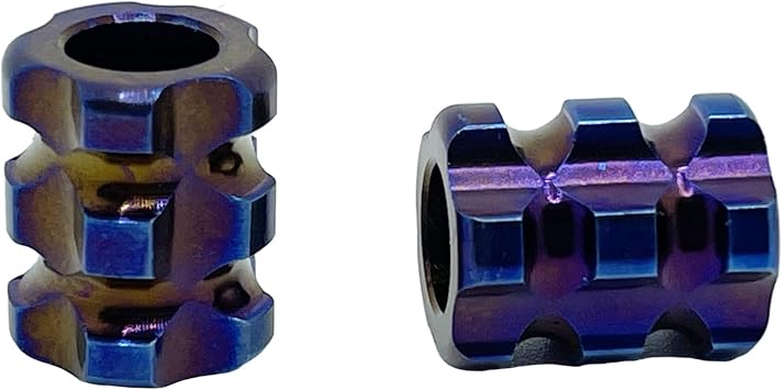 2 Pack Paracord Bead Titanium Type C Knife Lanyard Bead, Handmade Titanium EDC Flame Color