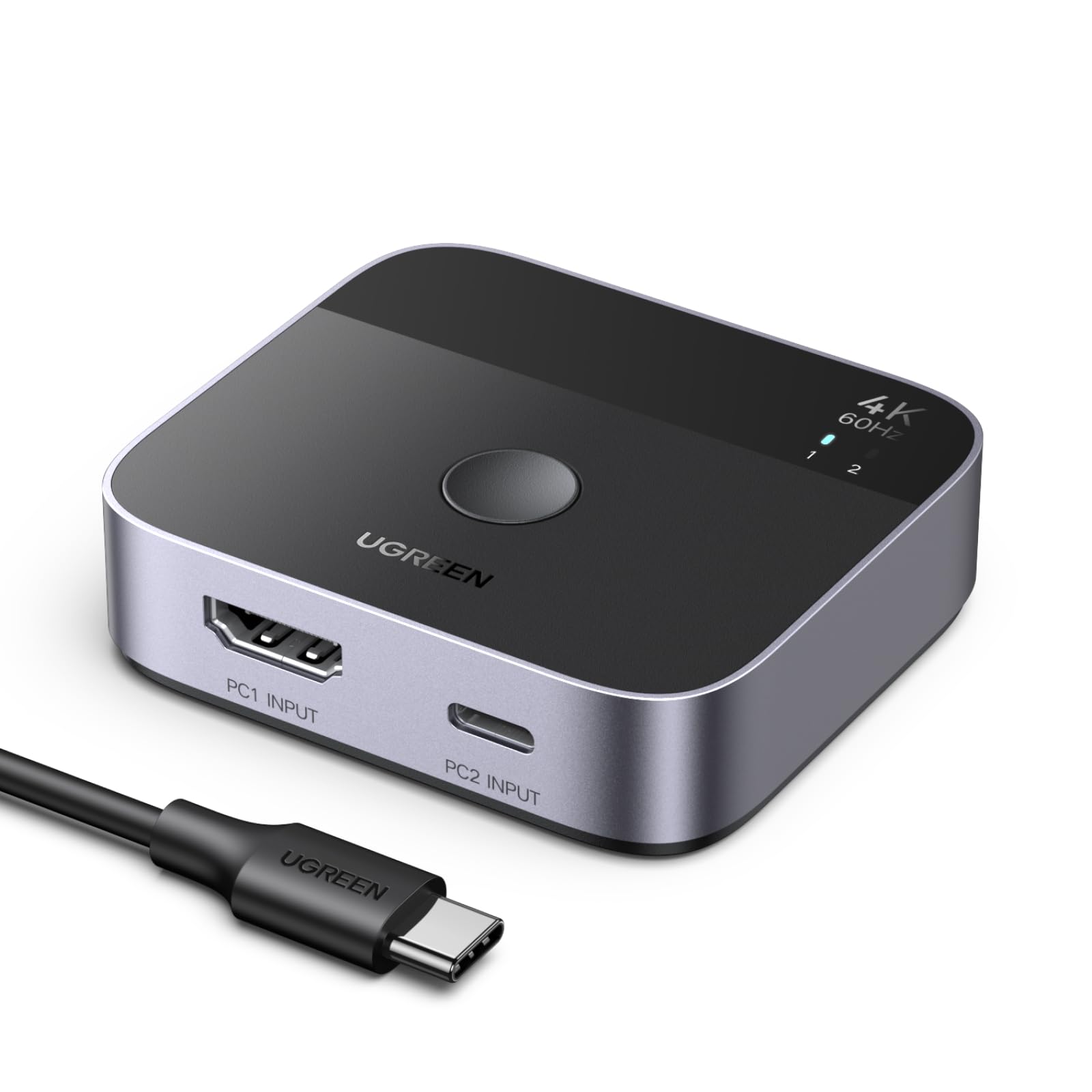 UGREEN 4K HDMI Switch 2PC USB C +HDMI Eingang 2X1 USB Splitter Einen Bildschirm anzeigen, Plug & Play, HD Audio Sync, ESD-Schutz für Laptop,TV Box/Stick,PC,PS5/4/3,Xbox 360/One