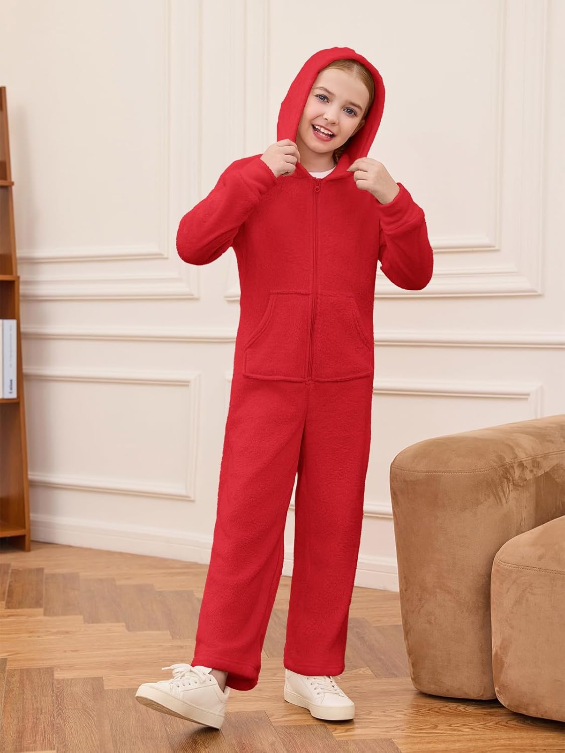 rrhss Girls Onesie Pajamas Kids Zip Up Hooded Flannel Blanket Sleeper with Pockets 5-14 Years - Image 4