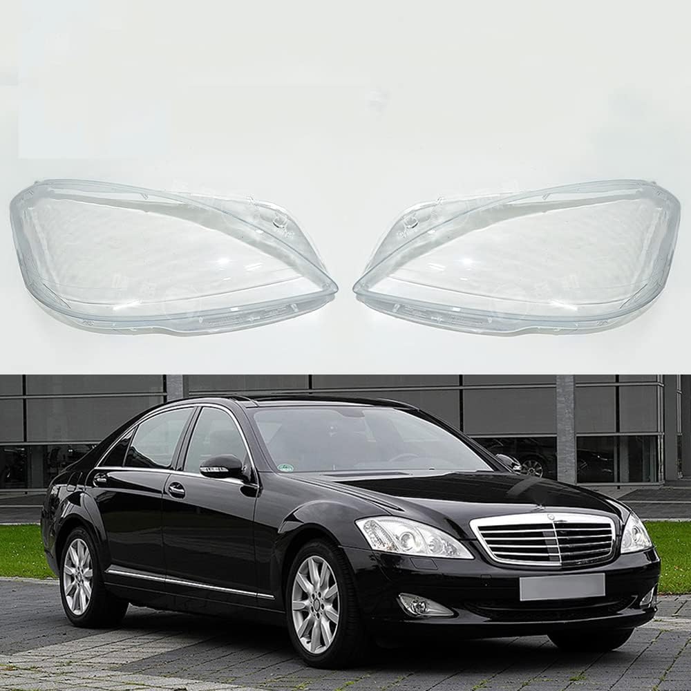 KABEER Pair of Headlight Headlamp Clear Lens Cover Replacement Compatible with Mercedes Benz W221 2006 2007 2008