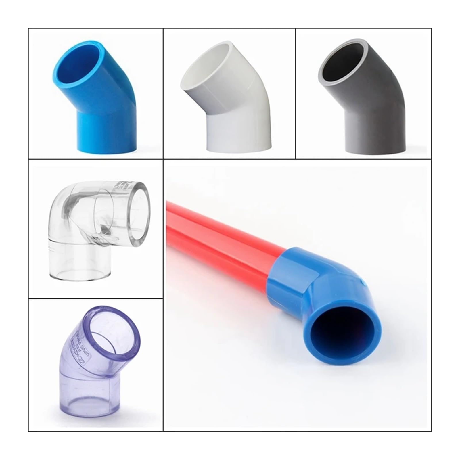 ISCBAFYX 5 szt. Złącza kolankowe z PVC 20 25 32mm podlewanie ogrodu złącze rurowe złączki rurowe do nawadniania akwarium odpływ (szary PVC 45D, średnica wewnętrzna 25mm)