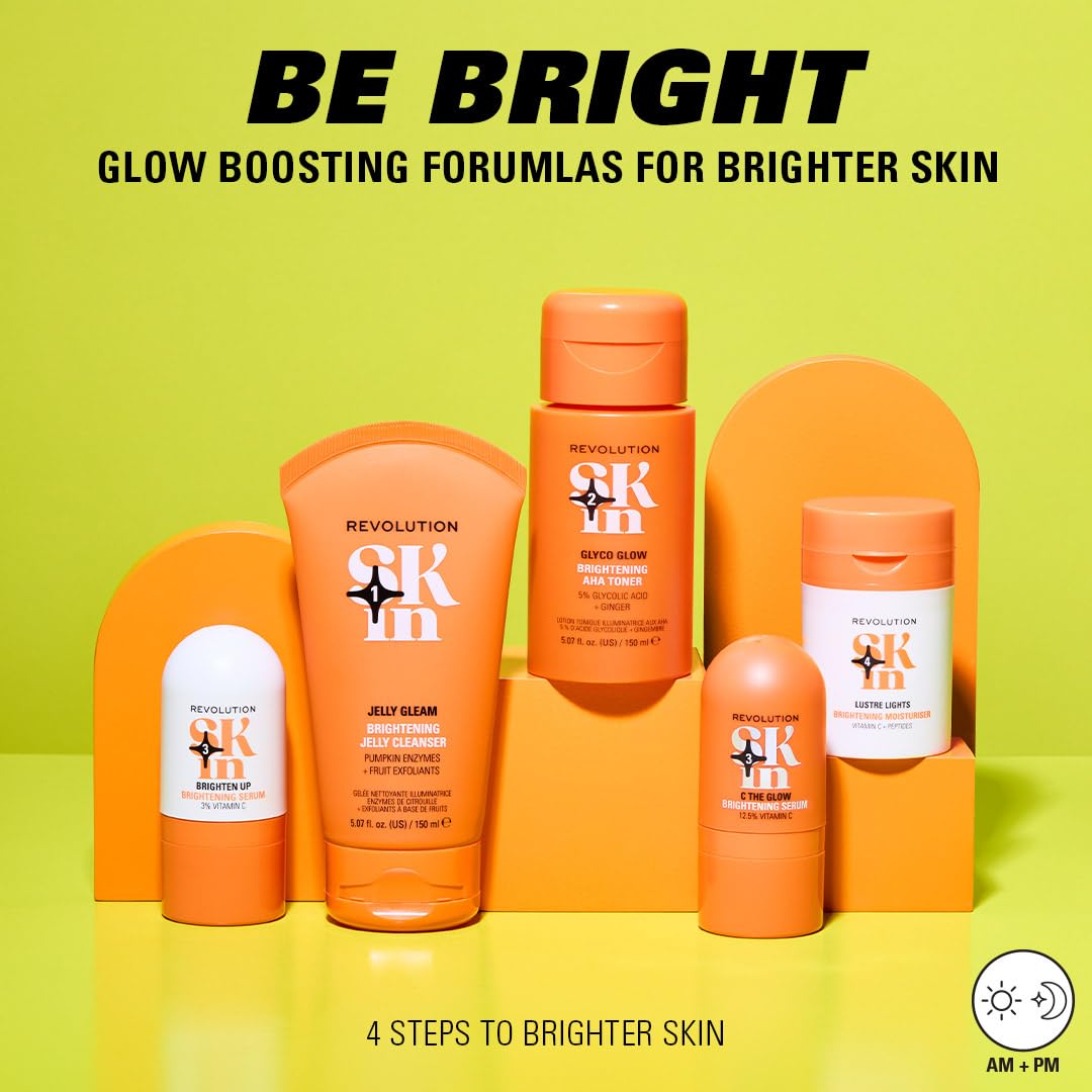 Revolution SKin Glyco Glow rozjaśniający tonik do twarzy, rozświetlający skórę, dla wegan i zwierząt, 150 ml