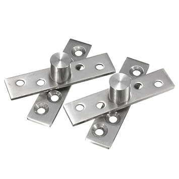GlobalNiche 2pcs 360 Degree Door Pivot Hinge Hardware Silver 74mm Length