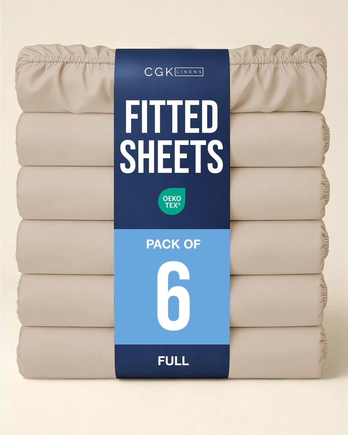 Full Fitted Sheet - Pack of 6 Single Fitted Bottom Sheet Only - Cream