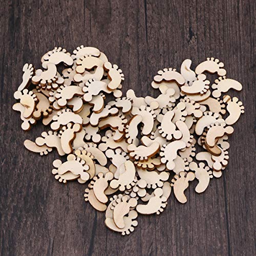 Amosfun 100PCS Foot Shape Wooden Pieces Wooden Cutouts DIY Art Craft Embellishments Ornaments - Image 3