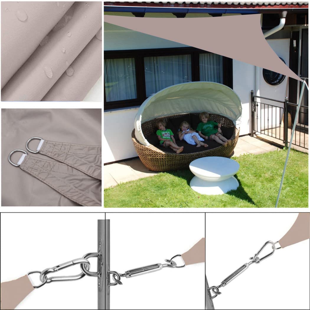 LBTING Sonnensegel Dreieckig 3x3m – 95% UV-Schutz, Sandfarbe, Für Garten & Terrasse