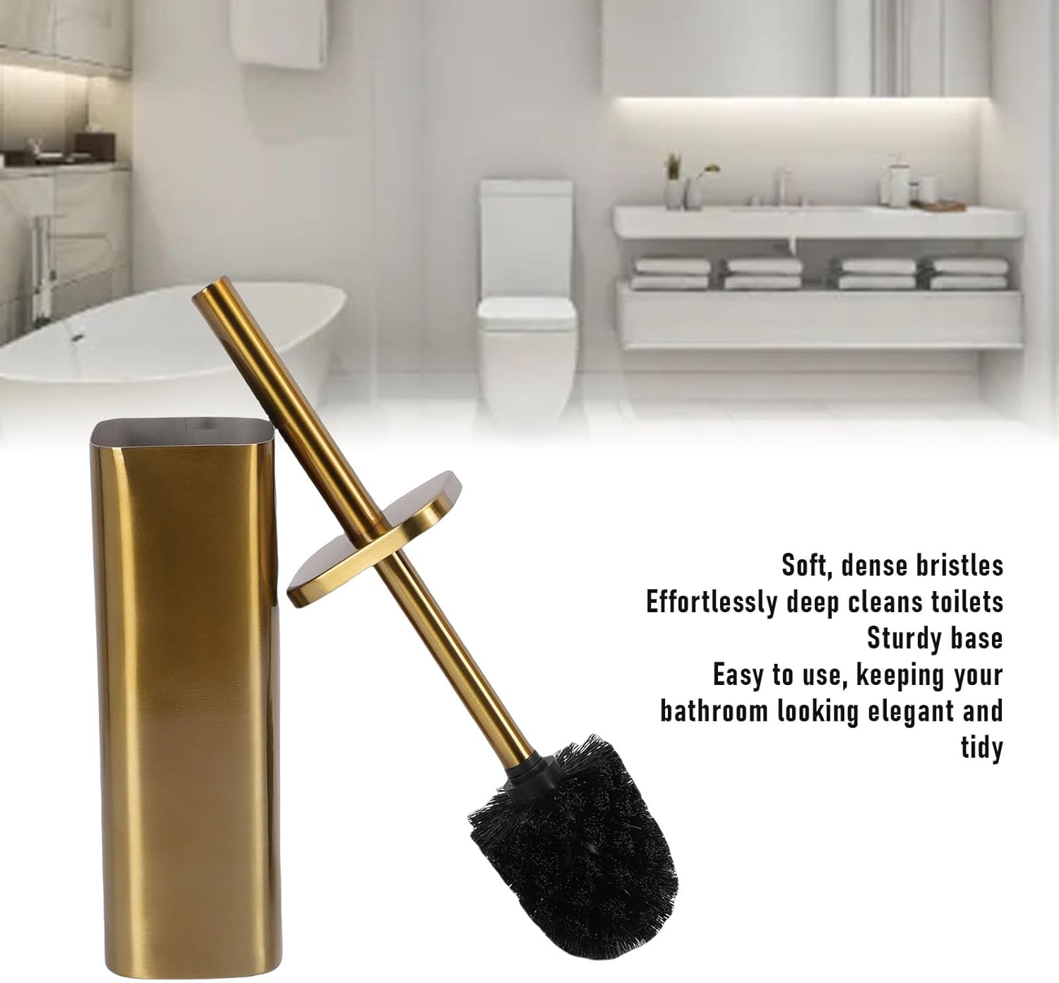 AUNMAS Stainless Steel Toilet Brush and Holder Set, Splashproof Floor Standing Toilet Bowl Brush for Bathroom Deep Cleaning