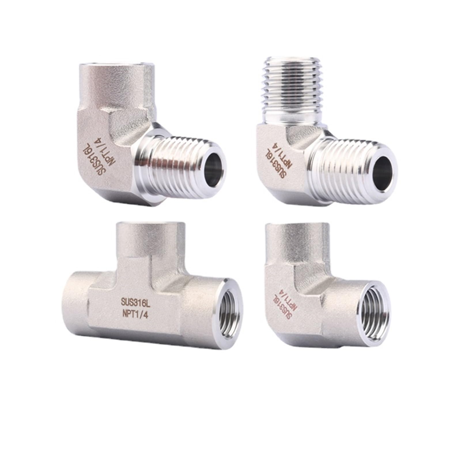 Kute, wysokociśnieniowe złącze kolankowe 1/8" 1/4" 3/8" 1/2" NPT, żeńskie, męskie, 3-drożne, ze stali nierdzewnej 316L, z blokiem przyłączeniowym(Elbow Female To Male NPT 3/8")