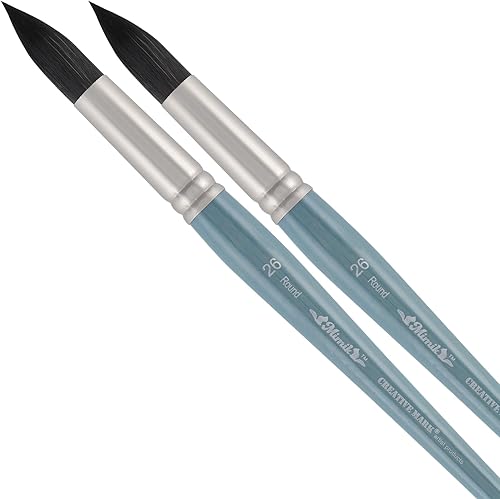 Miniatura 12 de Mimik - Pinceles de acuarela profesionales, redondos # 12, pelo sintético de ardilla, pinceles de cerdas naturales para acuarelas, gouache