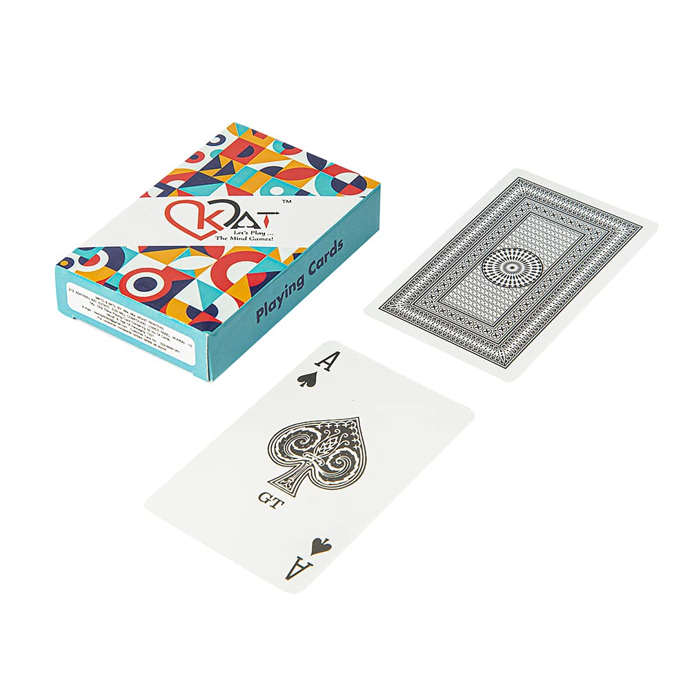 KAT 3 Piece Playing Cards Plastic Coated Black Single Colour Design F Pack Premium Art Card Paper Decks for Bridge Rummy Poker Holi Diwali Taash Game Nights Party & Fun