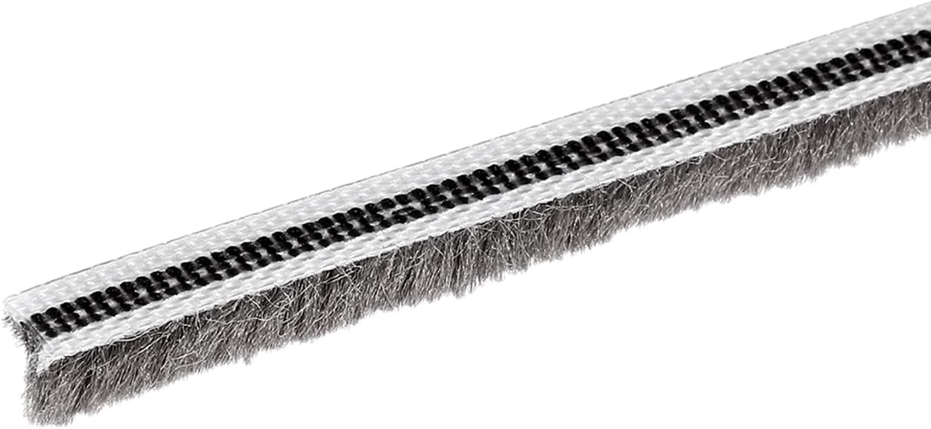 METALLIXITY Brush Seal Weather Stripping (1/4" x1/4" x19.7ft), Card Slot Door Brush Strip W PP Slice - for Sliding Sash Door Window Wardrobe Seal
