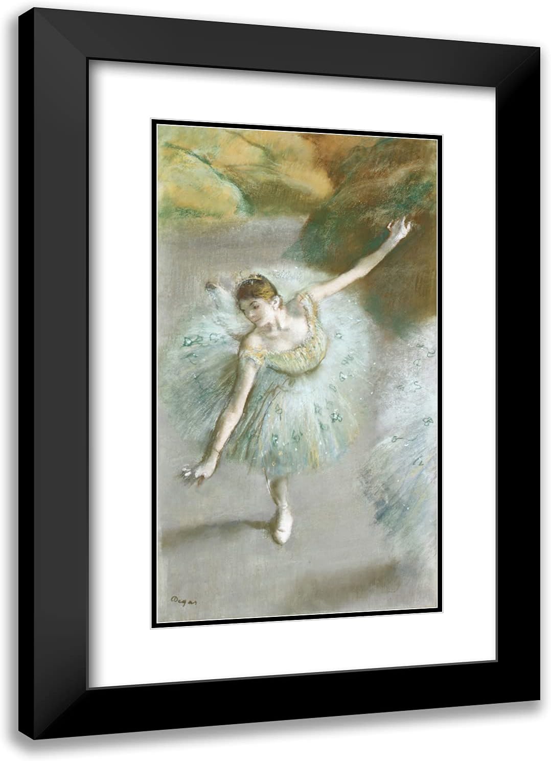 ArtDirect Degas, Edgar 17x24 Black Modern Framed Art Print with Double Matting Titled: Dancer in Green