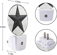 Vista 3 de EKOBLA Luces nocturnas de estrellas de Texas enchufables a la pared, estilo occidental vintage, retro, estrella americana, luces nocturnas LED