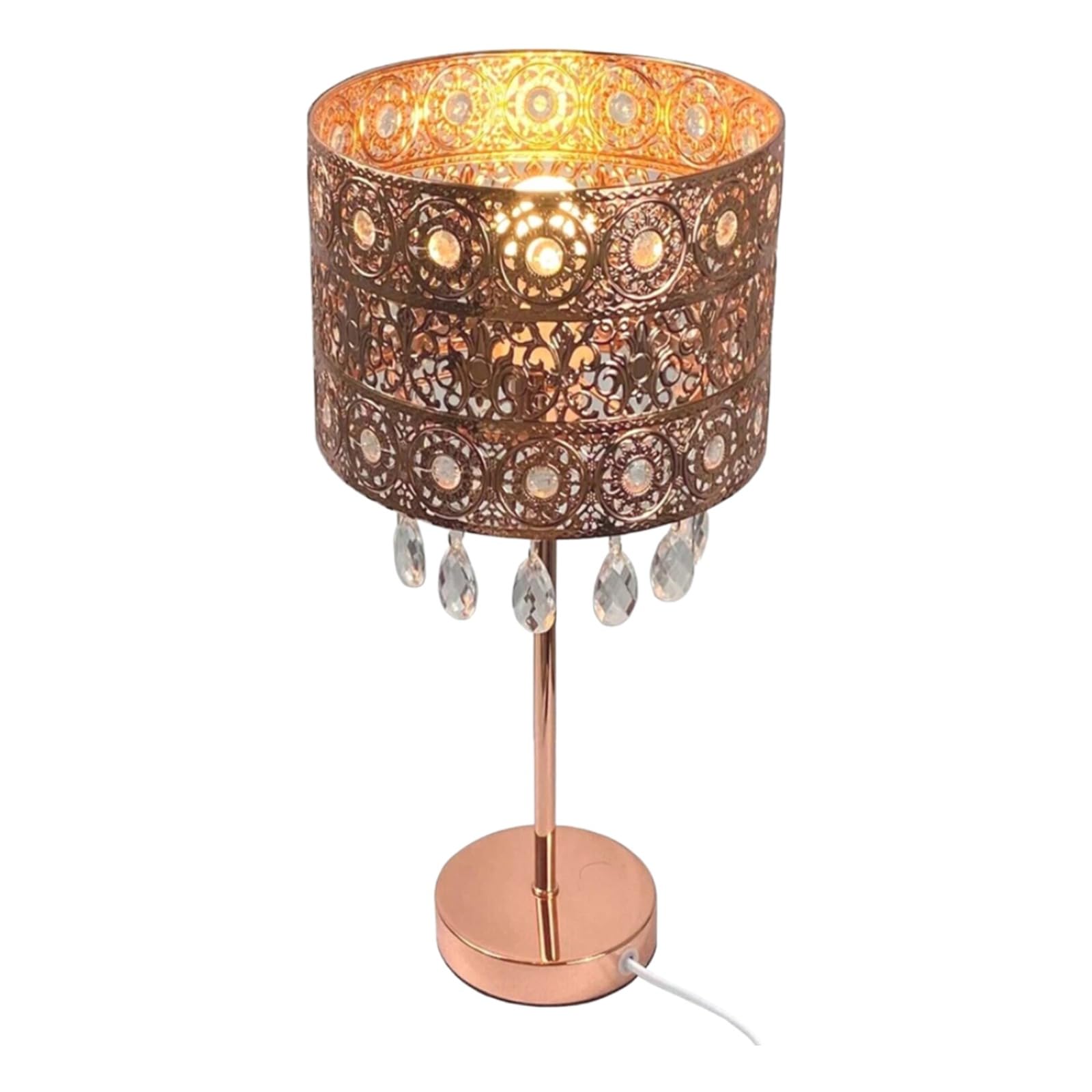 Moroccan Style Table Lamp Light Shade Acrylic | Chandelier | Hanging Crystal | Moda Style Lights for Living Room | Bedroom | Kitchen (Rose Gold)