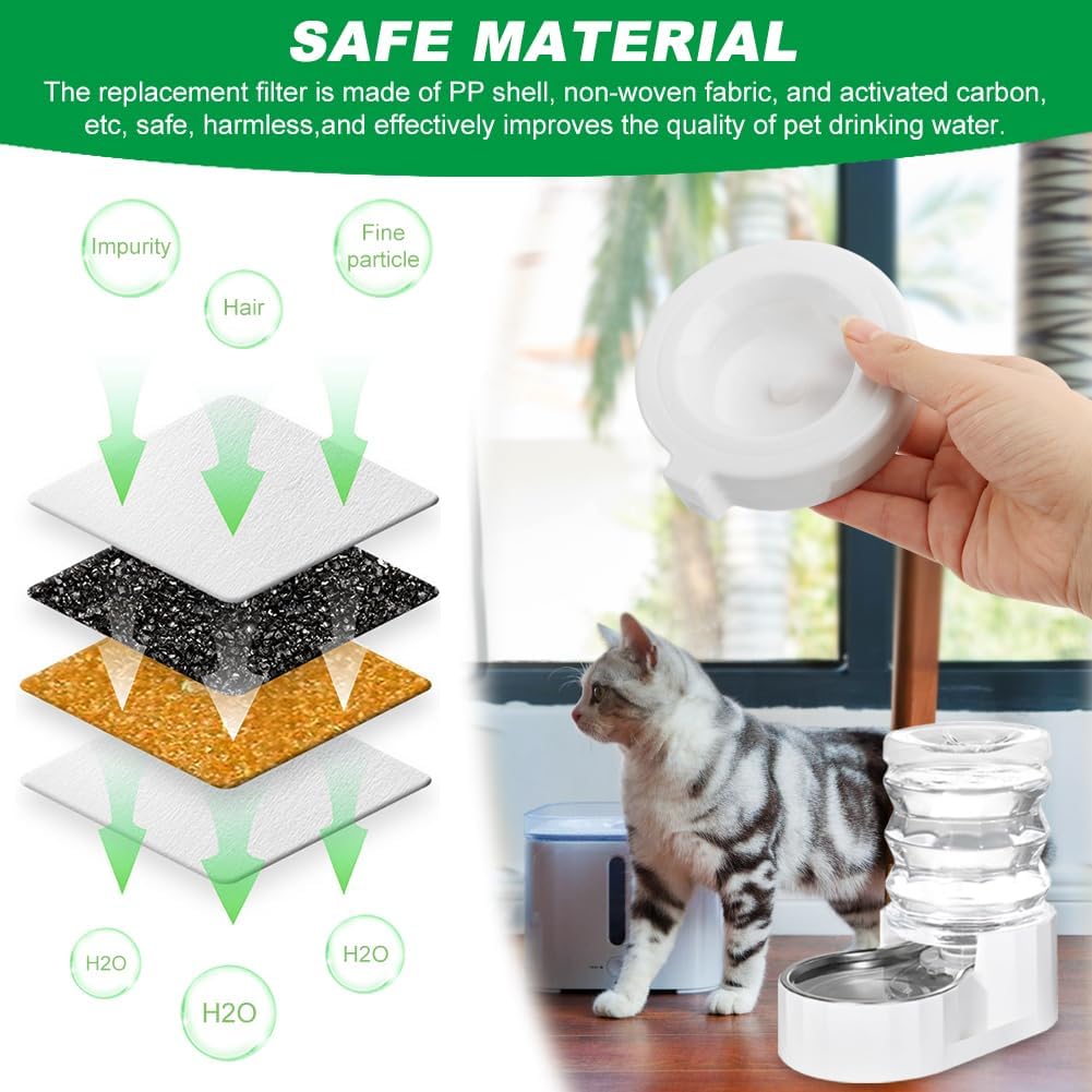 8 Packs Replacement Filters for 3.6L/4.6L/6L/8L Pet Water Dispenser, Automatic Pets Waterer Replacement' Filters, Pet Water Fountain Filter Replacement(White) - Image 5