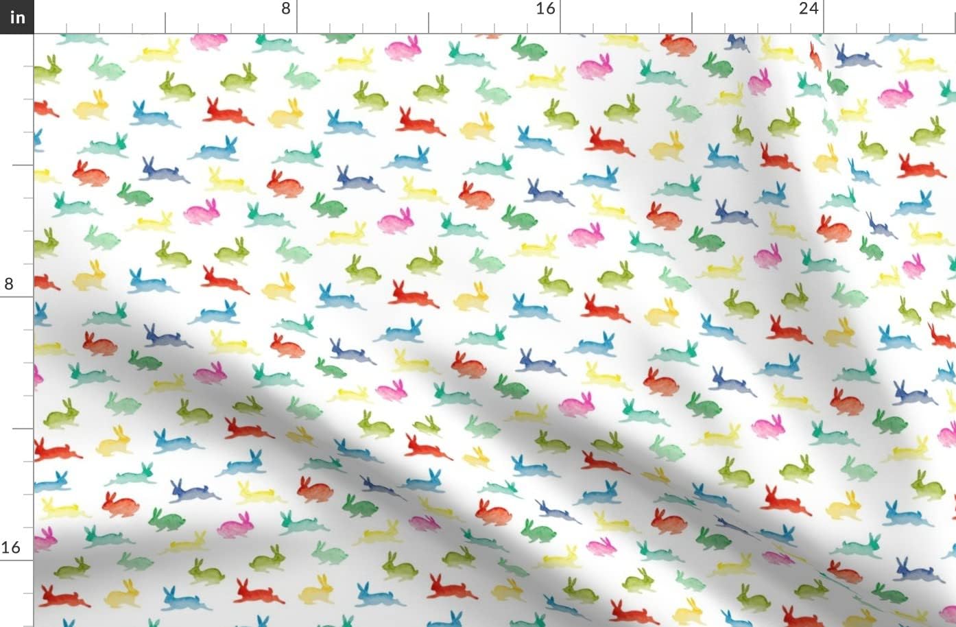Spoonflower Fabric - Colorful Bunnies Bunny Easter Gender Neutral Kids Spring Rainbow Printed on Organic Cotton Sateen Fabric by The Yard - Sewing Quilting Apparel Home Decor