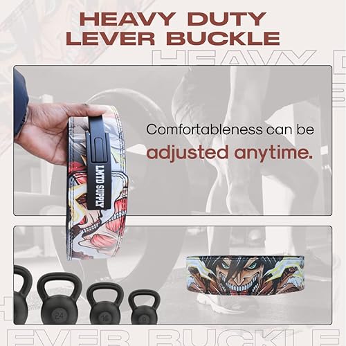 Miniatura 2 de Cinturón de palanca de anime, cinturón de levantamiento de pesas, cinturón de gimnasio de levantamiento de pesas para peso muerto, sentadillas,