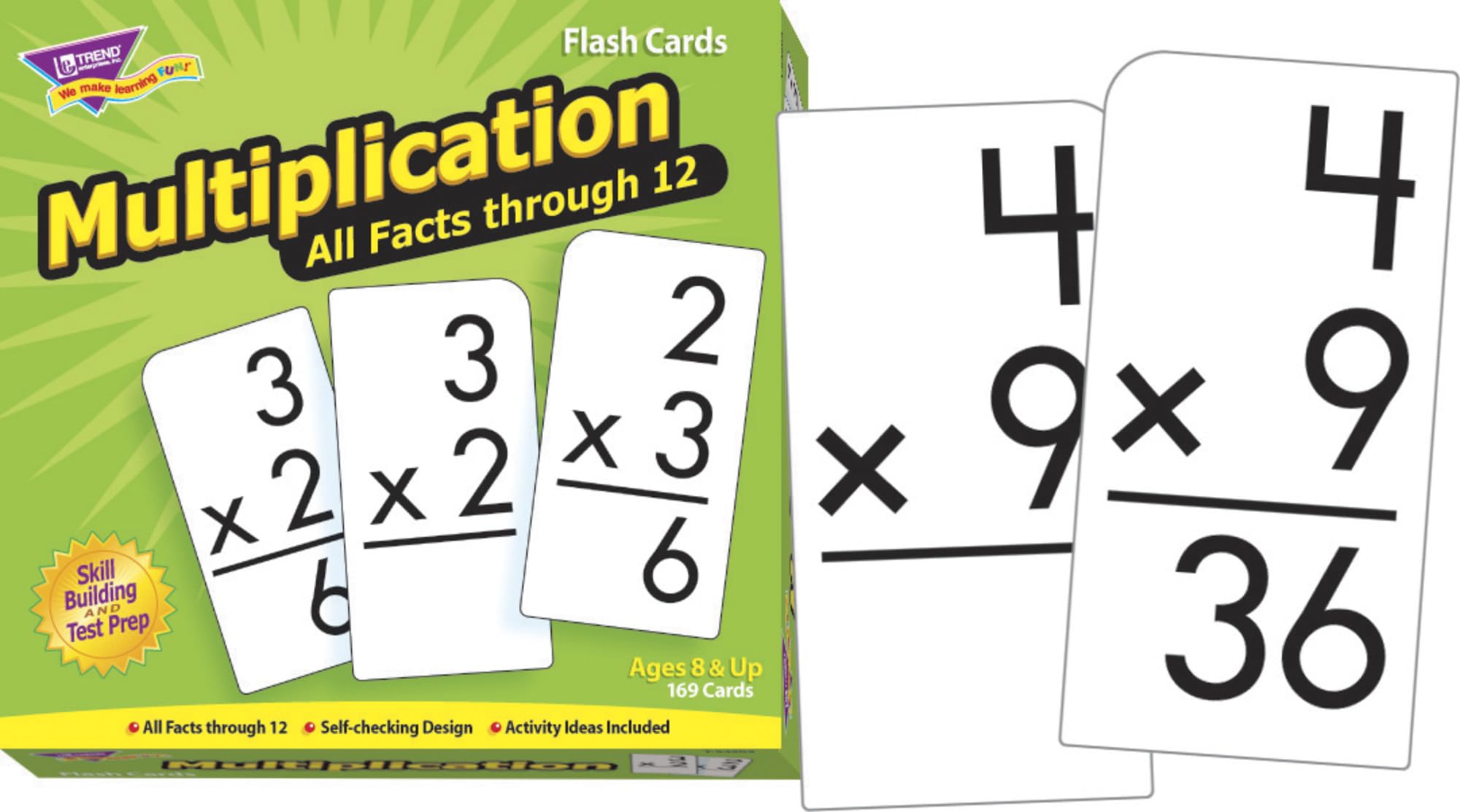 Trend Enterprises: Multiplication All Facts Through 12 Skill Drill Flash Cards, Exciting Way for Everyone to Learn, Great for Skill Building and Test Prep, 156 Cards Included, Ages 8 and Up