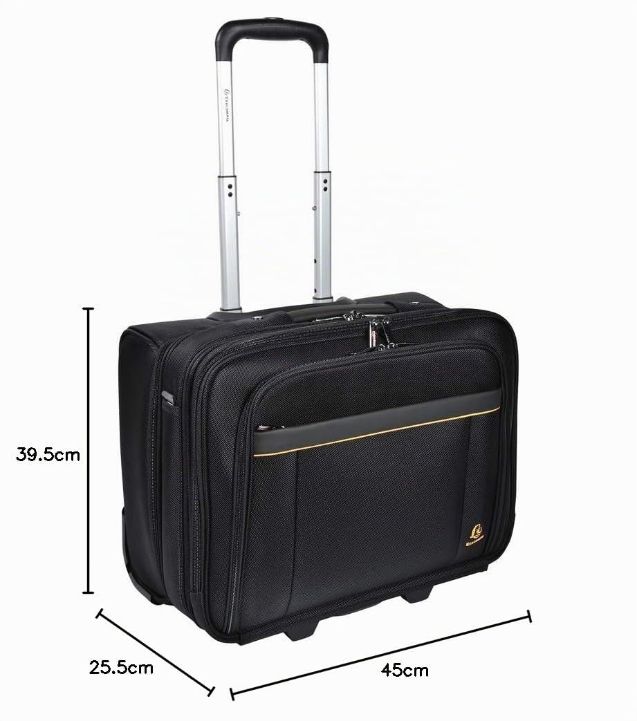Exacompta - Réf. 18534E - 1 Exatrolley - Trolley Exactive pour PC jusqu'à 15,6'' - Valisette à roulettes - Poignée télescopique rétractable dans un compartiment zippé - dim 45 x 25,5 x 39,5 cm - Noir