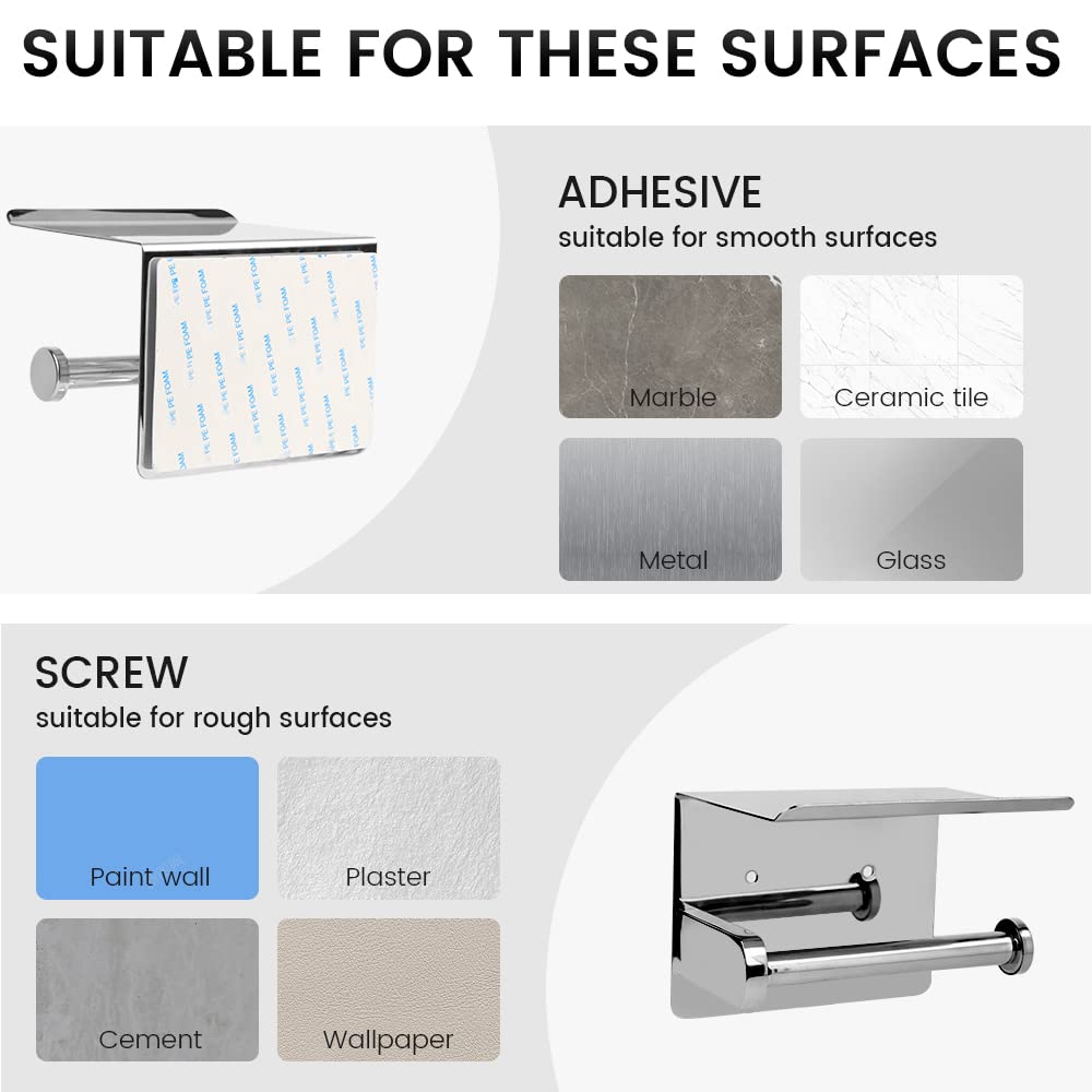 Porte Rouleau Papier Toilette Noir Mat Avec EtagèreSupport Papier