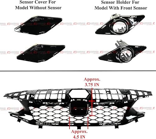 Miniatura 3 de Type-R Style - Rejilla frontal de repuesto de malla negra brillante compatible con Honda Civic Si y Hatchback 2022 2023