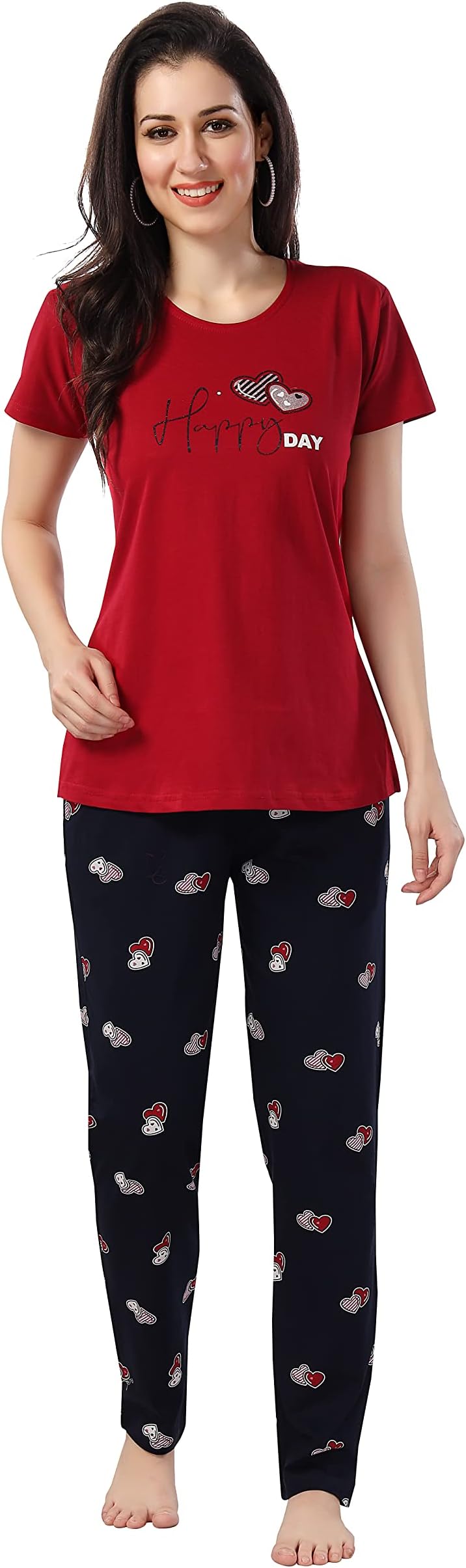 Womens Cotton Printed Night Suit Set