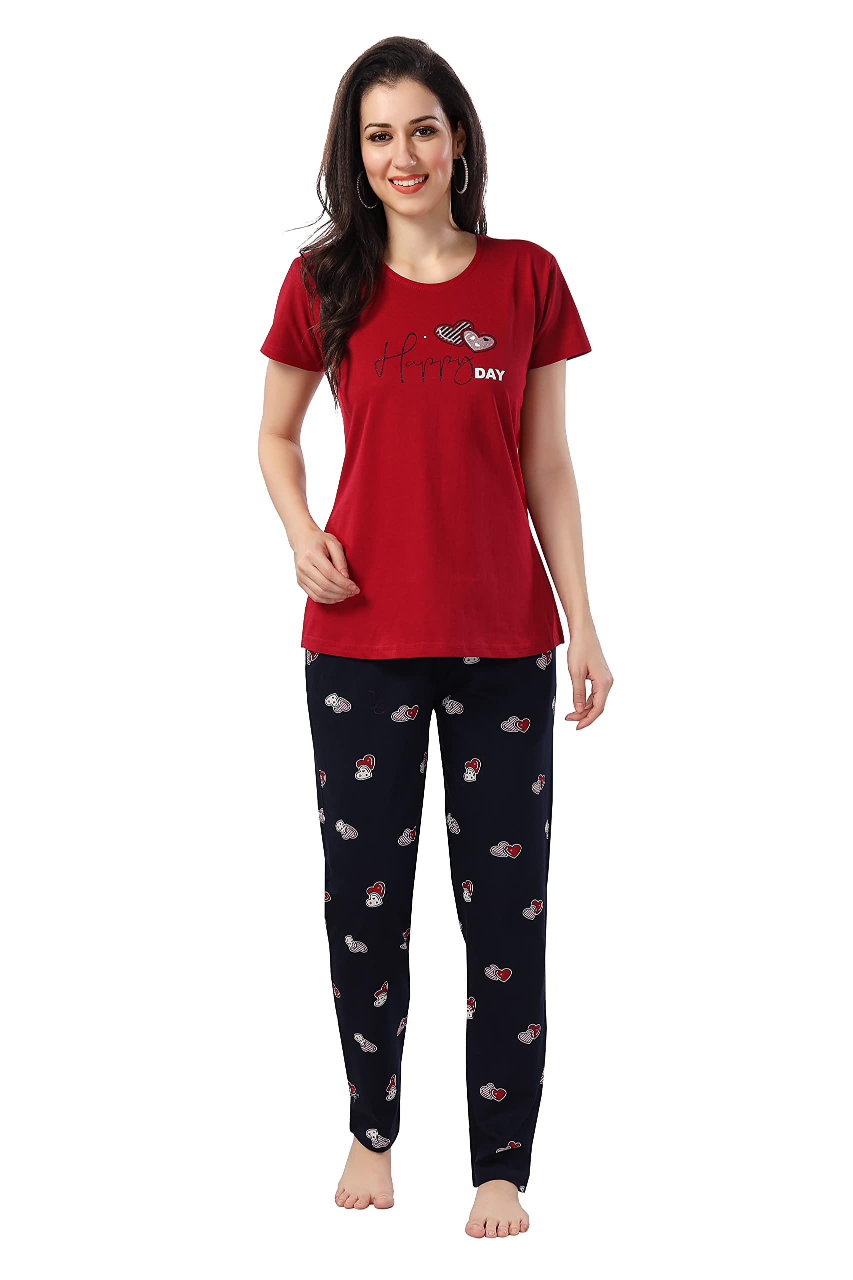 Womens Cotton Printed Night Suit Set