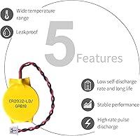 Vista 7 de EEMB Paquete de 10 baterías CMOS CR2032 de litio de 3 V con cables de cable y conector MOLEX, repuesto CMOS para computadora portátil Intel NUC
