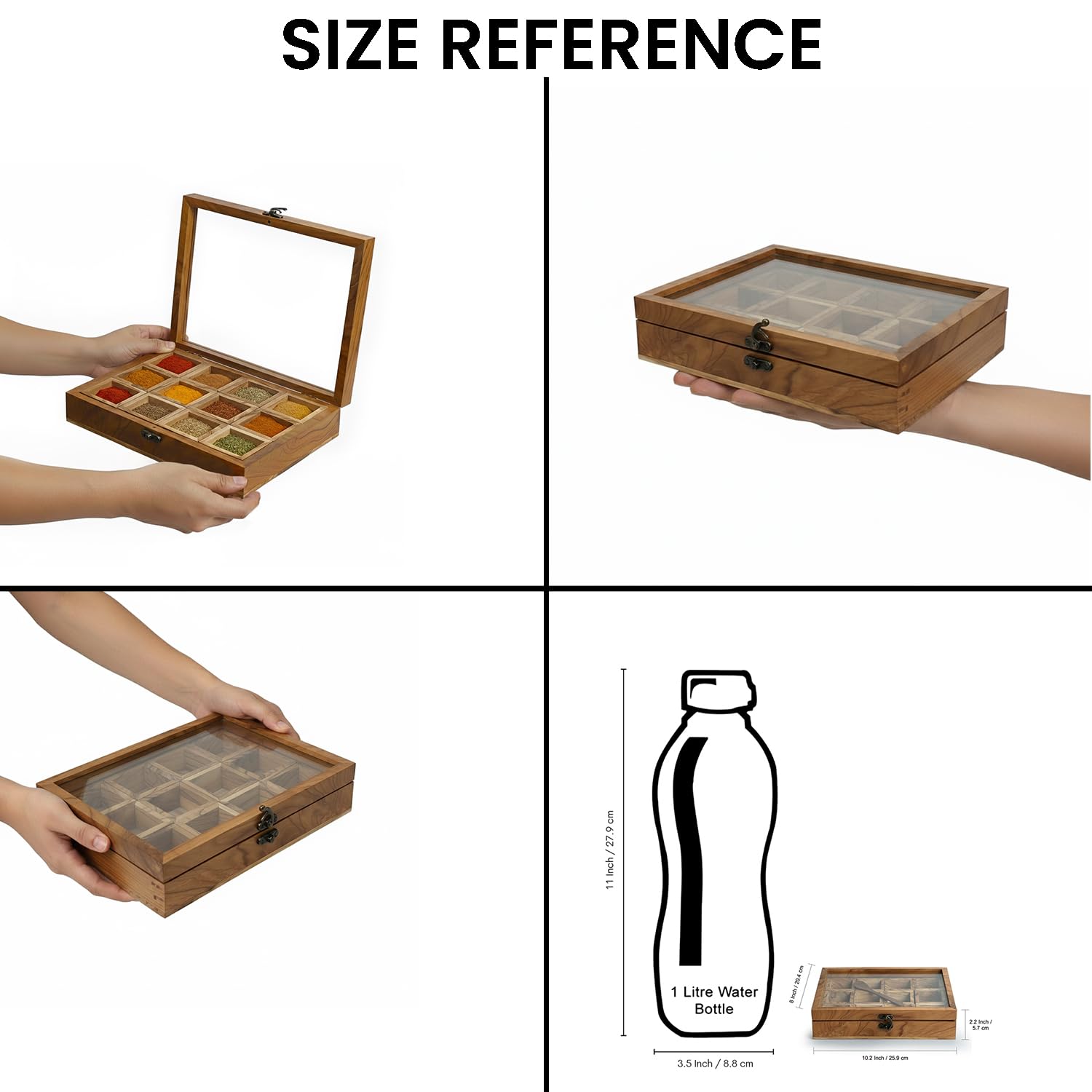 ExclusiveLane Wooden Spice Box - Masala Container Dabba -3 ExclusiveLane Wooden Spice Box - Masala Container Dabba -3