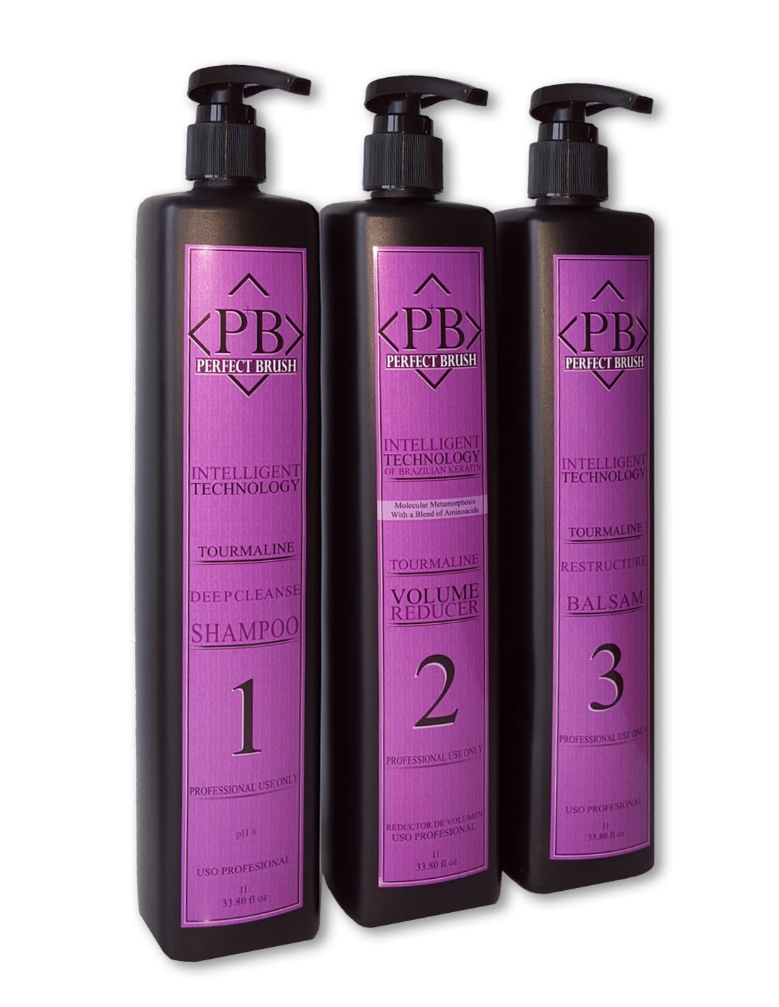 Keratina Perfect Brush Tratamiento Profesional Alisado 3x1000ml Paso1 Paso2 Paso3