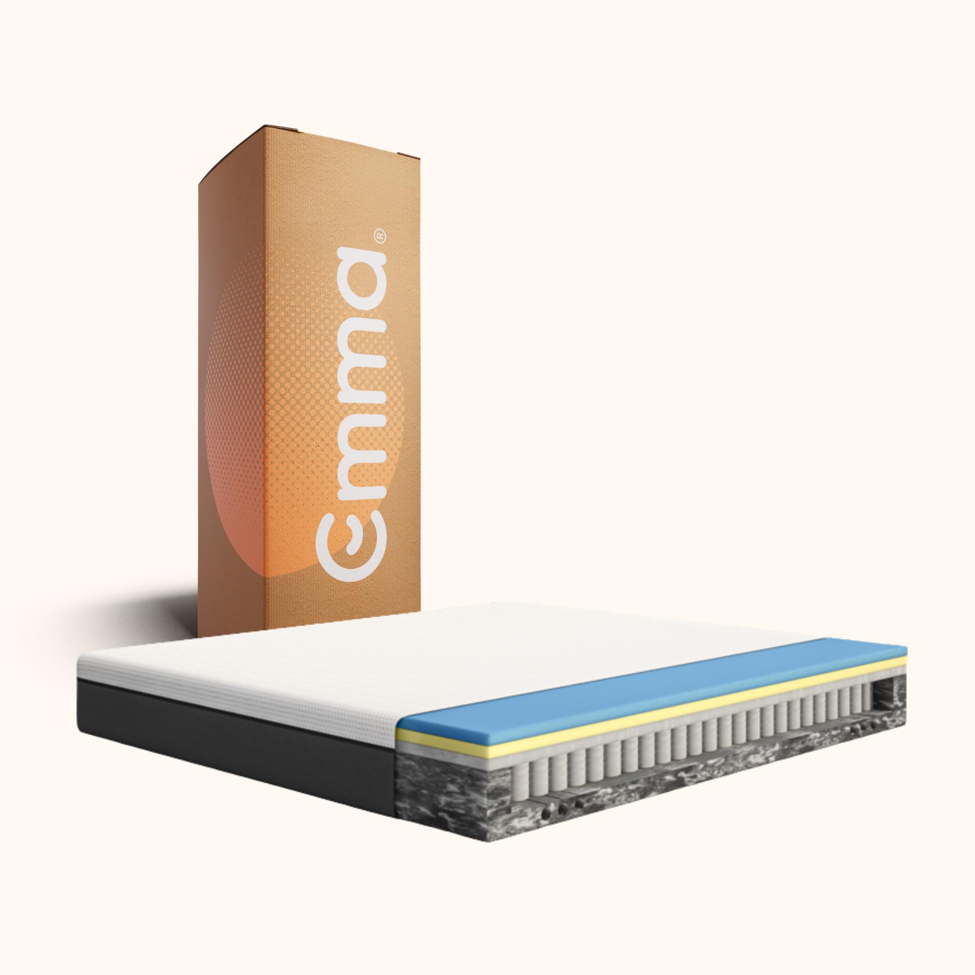 Emma Matelas Hybrid 140x190 cm avec Mousse à mémoire de Forme et Ressorts ensachés - 25 cm - Moyen-Ferme (H7) - Soutien à 5 Zones - Ergonomique - Ultra-Respirant - Durable