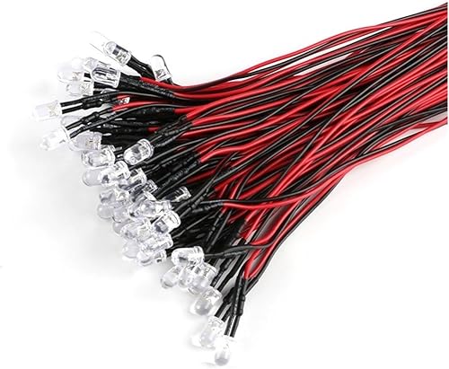 SBTRKT 10 unidades de 0.118 in 0.197 in F3 F5 LED 7.9 in precableado blanco rojo verde azul amarillo UV RGB diodo lámpara decoración emisora de luz