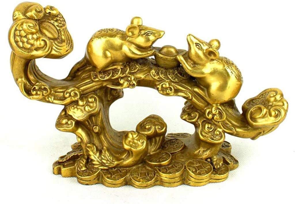 SnamicE Zodiac Mouse/Rat Brass Golden Sculpture,Decor Statue Home And Office Decor Gifts Collectible Attracting Good Luck And Wealth 0815,