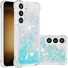 for Samsung Galaxy S24 Case Glitter Cute Liquid Star Blue YB | Phone Case for Girls Women,Bling Sparkly,Floating Quicksand,Soft TPU Clear,Shockproof Protective,Bumper Durable
