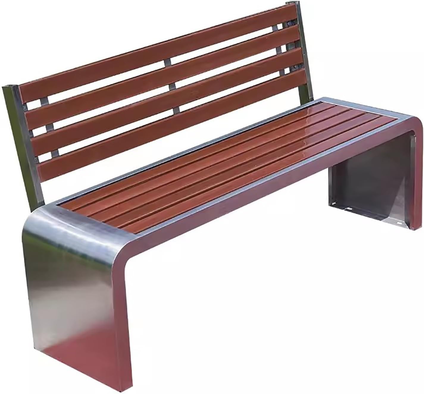 Garden Bench, Stainless Steel Outdoor Bench, Park Bench with Backrest, Metal Frame Porch Bench, for Front Porch Backyard Park(59in/150cm)