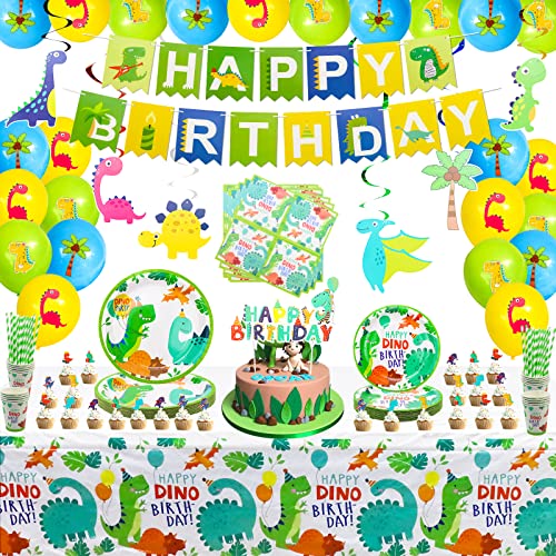 Juego De 60 Piezas Para Fiesta De Cumpleaños De Dinosaurios - Platos, Servilletas, Temática Dino