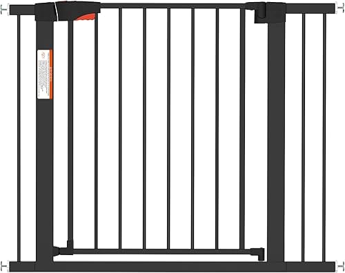 ClawJaw Puerta para mascotas, fácil paseo, puerta de valla para perros, con puerta para mascotas, para escaleras, puertas, casa, color negro