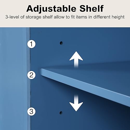 Miniatura 7 de HLR Accent - Armario de grano de madera con 2 puertas, aparador de almacenamiento con patas de metal negro para sala de estar, entrada y cocina,