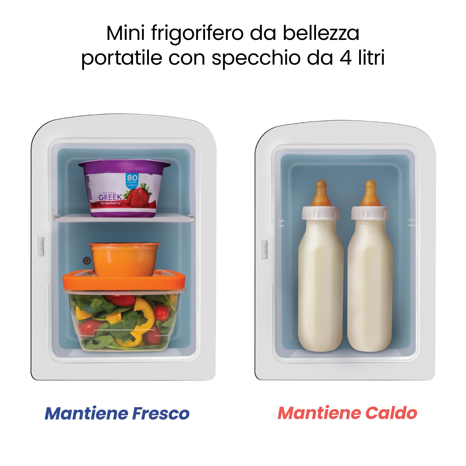 Chefman Frigorifero Personale Portatile a Specchio 4 Litri, per Cura della Pelle, Conservazione del Trucco, Bellezza, Sieri e Maschere, per Scrivania o Viaggio, per Raffreddare e Riscaldare, Nero