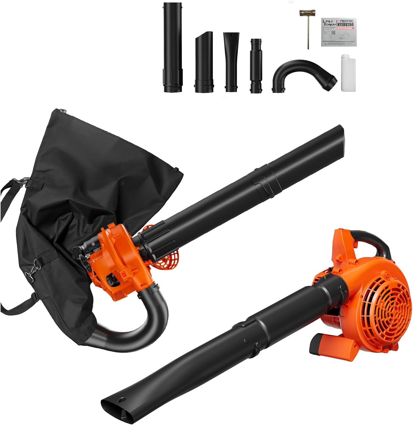 25.4cc 2-Cycle 3-in-1 Leaf Blower Vacuum Mulcher with Bag, 180 MPH 432 CFM Handheld Gas Powered Lightweight Lawn Care Tool, Great as Gifts